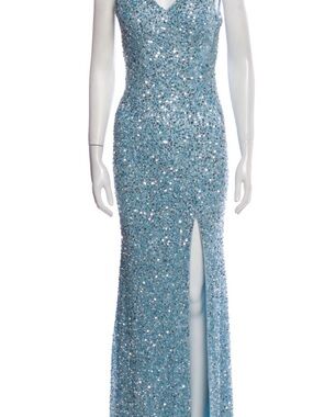 Mac Duggal Shimmering Light Blue Sequin Gown
